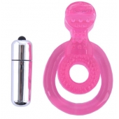 Розовая вибронасадка со стимулятор клитора   Язычок - Toyfa Basic - в Твери купить с доставкой