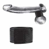 Чёрная утяжка на мошонку 1  Velcro Ball Stretcher - BlueLine - купить с доставкой в Твери
