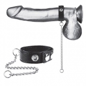 Утяжка на пенис с поводком Snap Cock Ring With 12  Leash - BlueLine - купить с доставкой в Твери