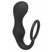 Чёрное эрекционное кольцо с анальной пробкой Double Pleasure Anal Plug - Lola Games - в Твери купить с доставкой