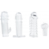 Набор из 4 насадок на член Pleasured Penis Enhancement Sleeve 4 Pack - XR Brands - в Твери купить с доставкой