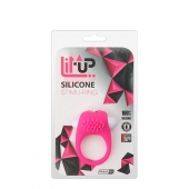 Розовое эрекционное кольцо с щеточкой LIT-UP SILICONE STIMU RING 5 - Dream Toys - в Твери купить с доставкой