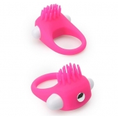 Розовое эрекционное кольцо с щеточкой LIT-UP SILICONE STIMU RING 5 - Dream Toys - в Твери купить с доставкой