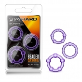 Набор из 3 фиолетовых эрекционных колец Stay Hard Beaded Cockrings - Blush Novelties - в Твери купить с доставкой