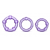 Набор из 3 фиолетовых эрекционных колец Stay Hard Beaded Cockrings - Blush Novelties - в Твери купить с доставкой