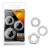 Набор из 3 прозрачных эрекционных колец Stay Hard Beaded Cockrings - Blush Novelties - в Твери купить с доставкой
