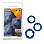 Набор из 3 синих эрекционных колец Stay Hard Beaded Cockrings - Blush Novelties - в Твери купить с доставкой