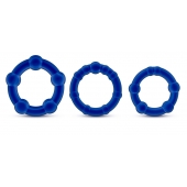 Набор из 3 синих эрекционных колец Stay Hard Beaded Cockrings - Blush Novelties - в Твери купить с доставкой