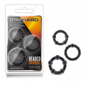 Набор из 3 чёрных эрекционных колец Stay Hard Beaded Cockrings - Blush Novelties - в Твери купить с доставкой