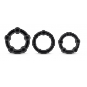 Набор из 3 чёрных эрекционных колец Stay Hard Beaded Cockrings - Blush Novelties - в Твери купить с доставкой