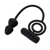 Чёрное эрекционное кольцо с вибропулькой и анальным хвостом - Erotist Adult Toys - в Твери купить с доставкой