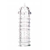 Прозрачная насадка на пенис TOYFA A-Toys с ребрами и точками - 15,3 см. - A-toys - в Твери купить с доставкой