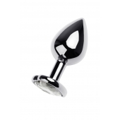 Серебристая анальная пробка с прозрачным кристаллом-сердцем - 8 см. - ToyFa - купить с доставкой в Твери