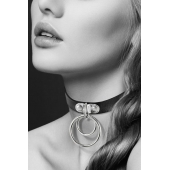 Черный чокер с двумя кольцами - Bijoux Pour Toi - купить с доставкой в Твери