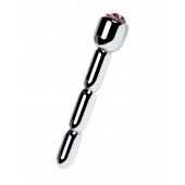 Серебристый уретральный плаг со стразом - 7 см. - ToyFa - купить с доставкой в Твери