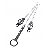 Черно-серебристые зажимы для сосков с кольцом для пениса TOYFA Metal - ToyFa - купить с доставкой в Твери