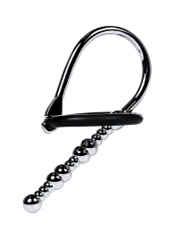 Серебристый уретральный плаг-бусины TOYFA Metal с мягким фиксириющим кольцом - ToyFa - купить с доставкой в Твери