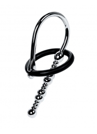 Серебристый уретральный плаг-бусины TOYFA Metal с мягким фиксириющим кольцом - ToyFa - купить с доставкой в Твери