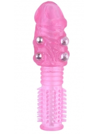 Стимулирующая розовая насадка с шишечками и шипами - 13,5 см. - Toyfa Basic - в Твери купить с доставкой