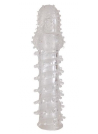 Прозрачная, закрытая насадка с шипами и точками - 13,5 см. - Toyfa Basic - в Твери купить с доставкой