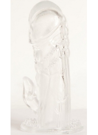 Прозрачная гелевая насадка с клиторальным отростком - 13 см. - Toyfa Basic - в Твери купить с доставкой
