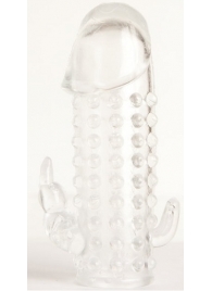 Гелевая прозрачная насадка с 2 отростками - 13 см. - Toyfa Basic - в Твери купить с доставкой