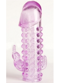 Закрытая фиолетовая насадка с 2 отростками - 13 см. - Toyfa Basic - в Твери купить с доставкой