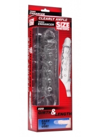 Прозразная закрытая насадка на пенис с поддержкой мошонки Clearly Ample Penis Enhancer - 22 см. - XR Brands - в Твери купить с доставкой