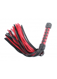 Черно-красная клеть с плетеной ручкой с ромбовидным узором - 45 см. - БДСМ Арсенал - купить с доставкой в Твери