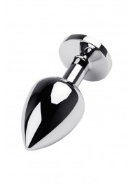 Серебристая коническая анальная пробка с красным кристаллом - 8 см. - ToyFa - купить с доставкой в Твери