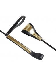 Черно-золотистый стек с хлопушкой из кожи - 62 см. - Sitabella - купить с доставкой в Твери