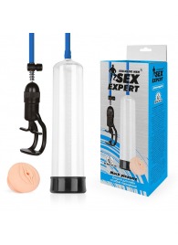 Прозрачная вакуумная помпа Sex Expert с насадкой-вагиной - Sex Expert - в Твери купить с доставкой