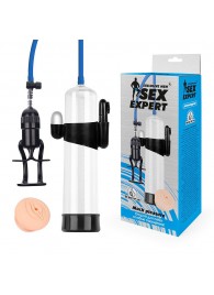 Прозрачная вакуумная вибропомпа Sex Expert с насадкой-вагиной - Sex Expert - в Твери купить с доставкой