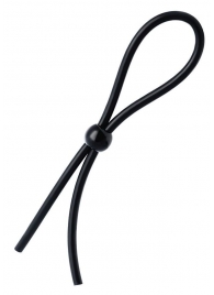 Черное лассо на пенис с одной бусиной - A-toys - в Твери купить с доставкой