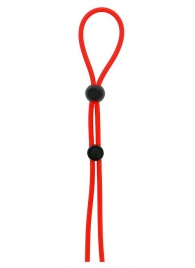 Красное лассо на пенис с двумя бусинами STRETCHY LASSO CAGE - Dream Toys - в Твери купить с доставкой