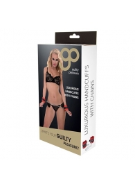 Красно-чёрные наручники на металлической цепочке - Blush Novelties - купить с доставкой в Твери