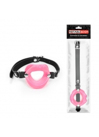 Розовый кляп-губки на черном ремешке - Notabu - купить с доставкой в Твери