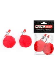 Зажимы для сосков с красным пушком - Notabu - купить с доставкой в Твери