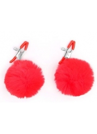 Зажимы для сосков с красным пушком - Notabu - купить с доставкой в Твери