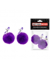 Зажимы для сосков с фиолетовым пушком - Notabu - купить с доставкой в Твери