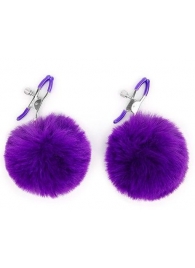 Зажимы для сосков с фиолетовым пушком - Notabu - купить с доставкой в Твери