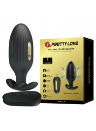 Черная анальная вибропробка с электростимуляцией и пультом ДУ Royal Pleasure - 9,2 см. - Baile - купить с доставкой в Твери