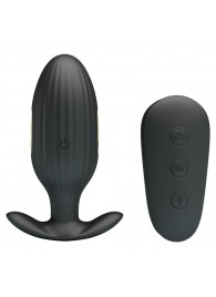 Черная анальная вибропробка с электростимуляцией и пультом ДУ Royal Pleasure - 9,2 см. - Baile - купить с доставкой в Твери
