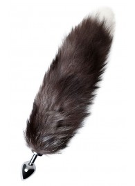 Серебристая металлическая анальная втулка с хвостом чернобурой лисы - размер S - ToyFa - купить с доставкой в Твери