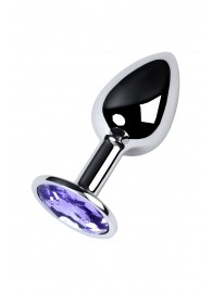 Серебристая конусовидная анальная пробка с фиолетовым кристаллом - 7 см. - ToyFa - купить с доставкой в Твери