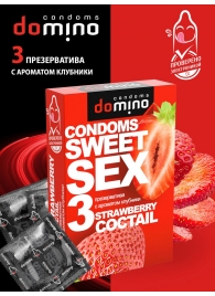 Презервативы для орального секса DOMINO Sweet Sex с ароматом клубничного коктейля  - 3 шт. - Domino - купить с доставкой в Твери
