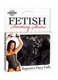 Меховые чёрные наручники Beginner s Furry Cuffs - Pipedream - купить с доставкой в Твери
