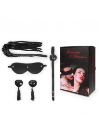 Эротический набор в черном цвете: маска, кляп, пэстисы, плётка - Notabu - купить с доставкой в Твери