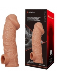 Телесная насадка на фаллос с отверстием для мошонки EXTREME SLEEVE - 17,6 см. - KOKOS - в Твери купить с доставкой
