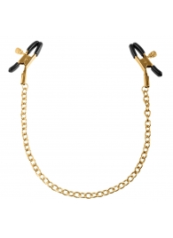 Чёрные с золотом зажимы на соски Gold Chain Nipple Clamps - Pipedream - купить с доставкой в Твери